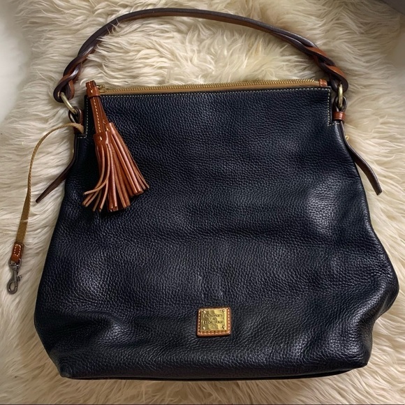 Dooney & Bourke pebble Leather Black Braided Tassel Designer Purse handbook - Picture 1 of 10